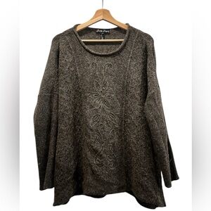 Gretty Zueger Forest Green Whimsigoth Alpaca Wool Blend Sweater Size Small FLAW